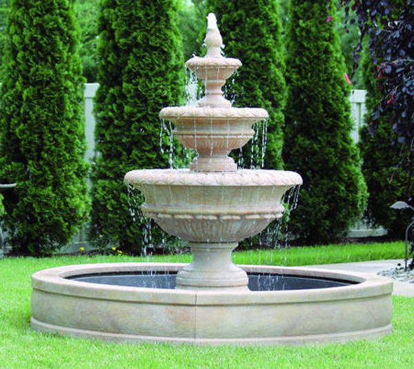 Chanticleer Fountain with Surround & Six Foot Fiberglass Pool